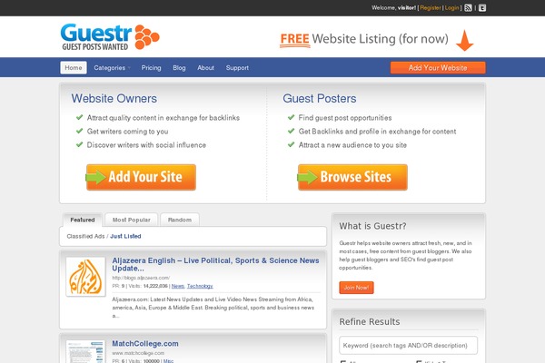 guestr.com site used Classipress-314