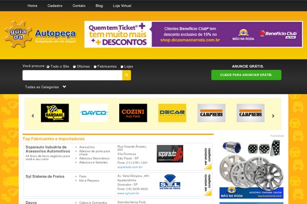guiadaautopeca.com.br site used Classificados