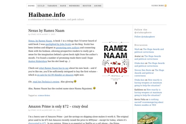 haibane.info site used Twenty Sixteen