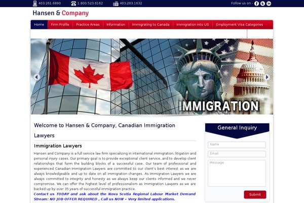 hansen-company.com site used Hansen