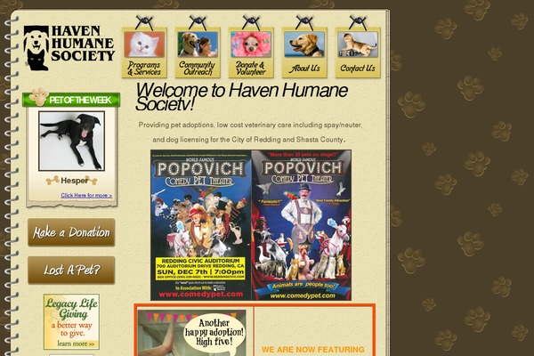 havenhumane.org site used Petfinder2013