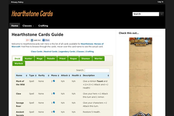 hearthstonecards.net site used Magazinum