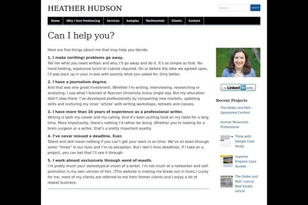 heatherhudson.ca site used Academica