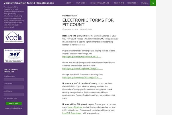 Site using MailChimp List Subscribe Form plugin