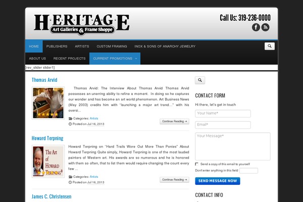 heritageartgallery.com site used Elegantbiz