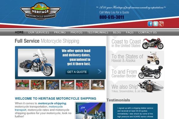 heritagemotorcycleshipping.com site used Motorcycle