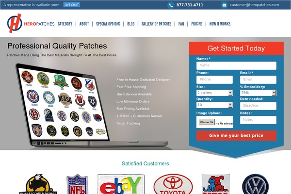 herocustomproducts.com site used Heropatches