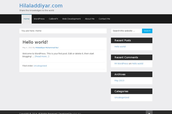 hilaladdiyar.com site used Calibrefx Framework