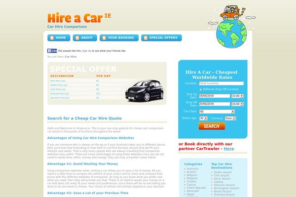 hireacar.ie site used Hireacar-theme