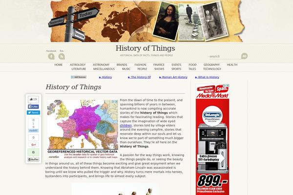 History theme site design template sample