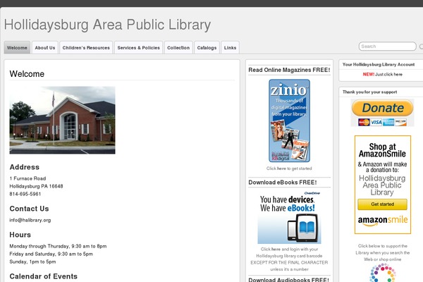hollidaysburglibrary.org site used Puresimple