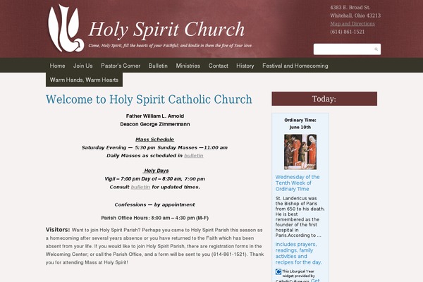 holyspiritcolumbus.org site used Hs-theme