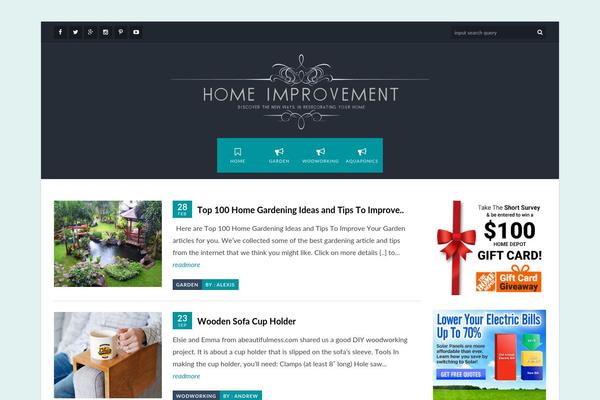 homeimprovementhub.net site used Newamazetheme