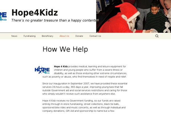 hope4kidz.org.uk site used Rive