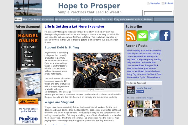 hopetoprosper.com site used Pro-blog