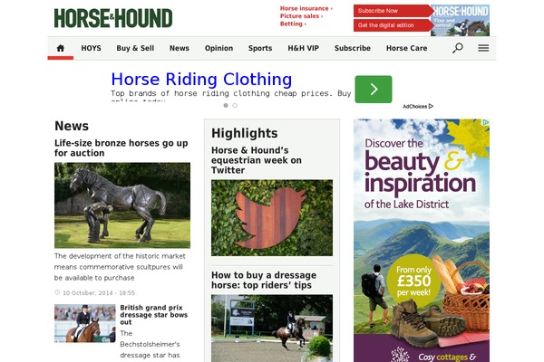 horseandhound.co.uk site used Simba-theme