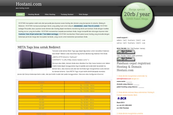 hostani.com site used Internet-hosting