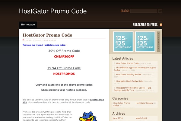hostgatorpromocode.biz site used WP-Brown