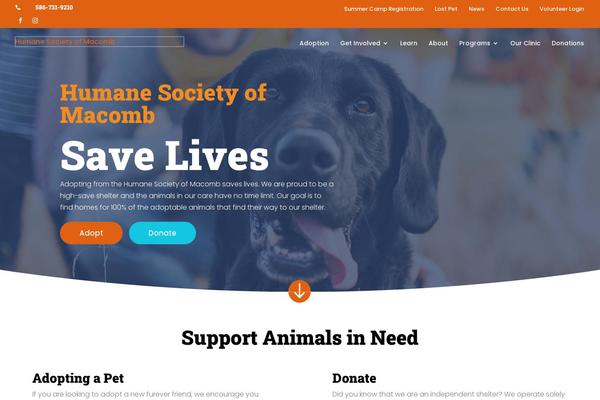 humanesocietyofmacomb.org site used Divi Child