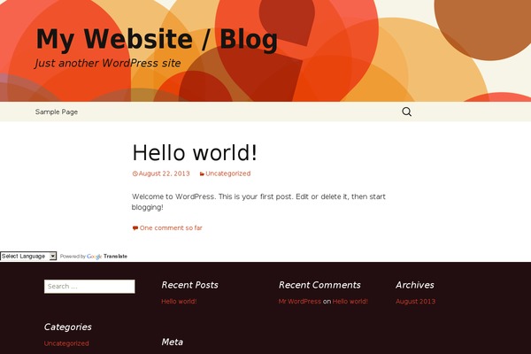 Twenty Thirteen theme site design template sample