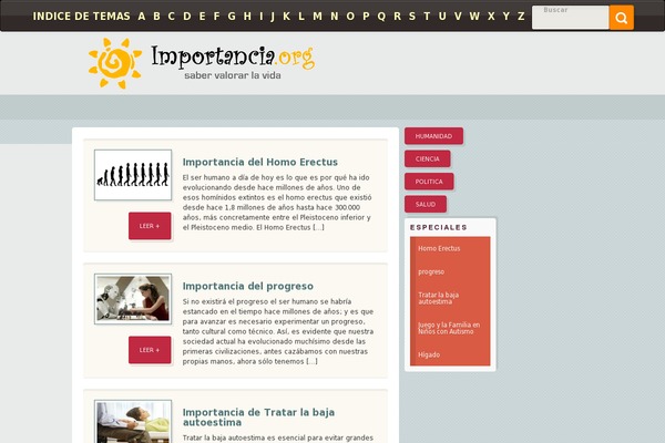 importancia.org site used Theme2015