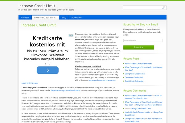 increasecreditlimit.net site used Blue Modern