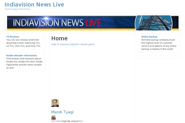 indiavisionnewslive.com site used Bootstrap Basic