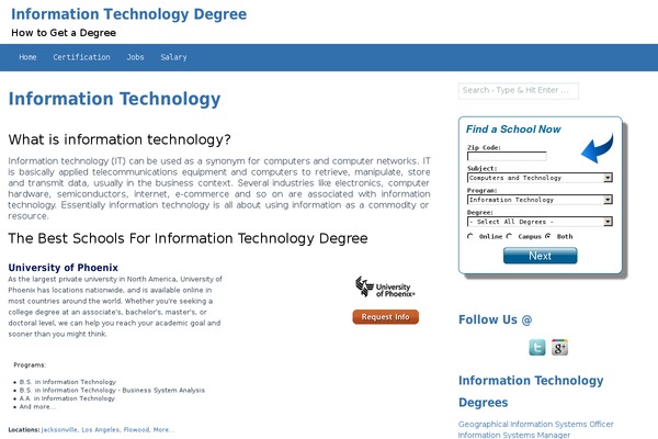 informationtechnologydegreesearch.com site used Tanzanite