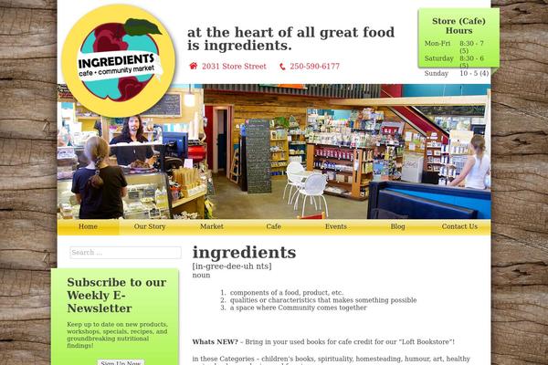 Ingredients theme site design template sample