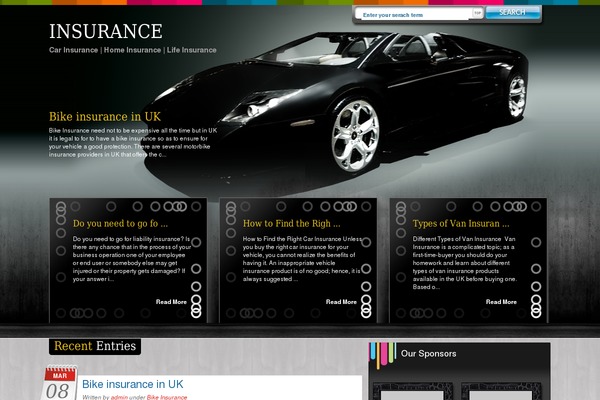 Insurance theme site design template sample