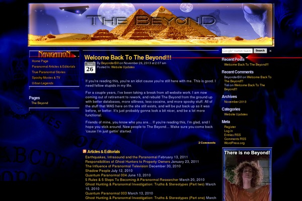 intothebeyond.net site used Child-homepage
