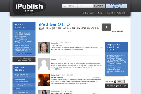 ipublish.no site used BlogCentral
