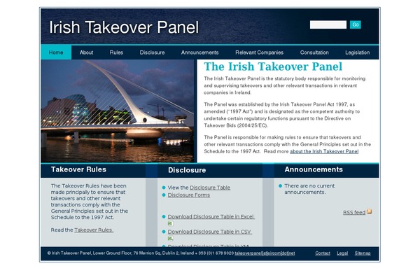 irishtakeoverpanel.ie site used Itp