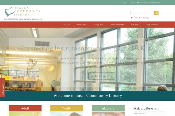 itascalibrary.org site used Itasca-community-library