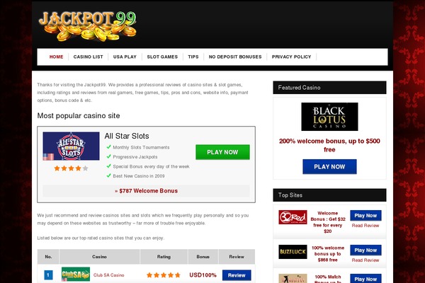 jackpot99.com site used Slots Theme