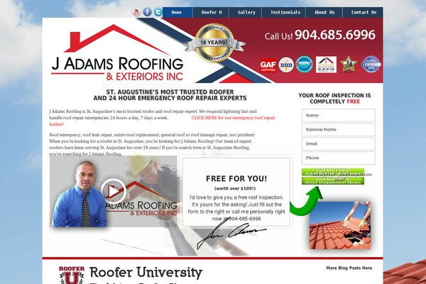 jadamsroofing.com site used Roofer