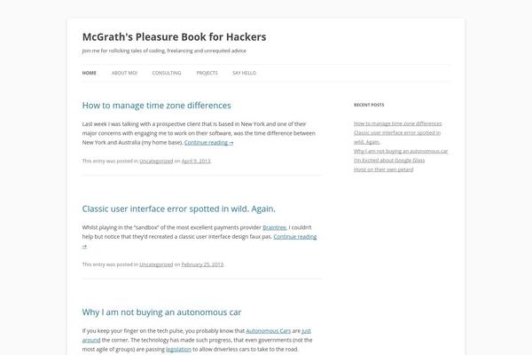 Twenty Twelve theme site design template sample