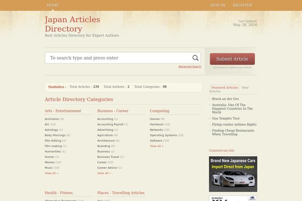 Articledirectory theme site design template sample