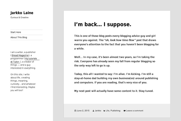Twenty Twenty theme site design template sample