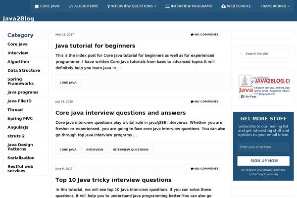 java2blog.com site used Java2blog-wp-theme