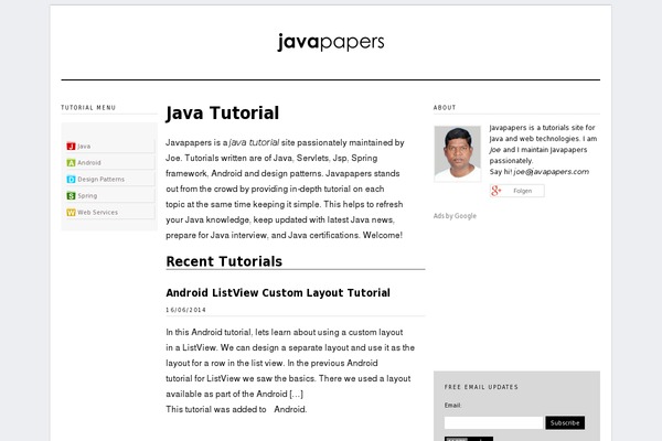 javapapers.com site used Papers