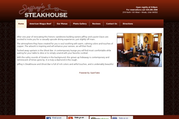 jeffreyssteakhouse.com site used Jeffreyssteakhouse2012j