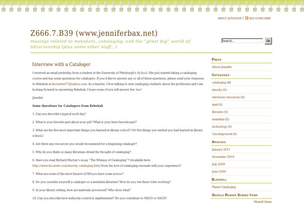 jenniferbax.net site used ringbinder