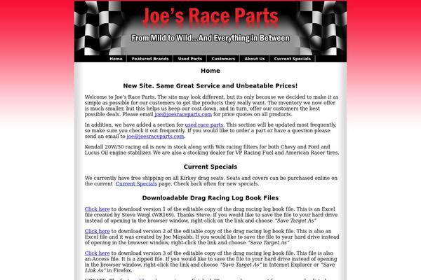 joesraceparts.com site used Jrp