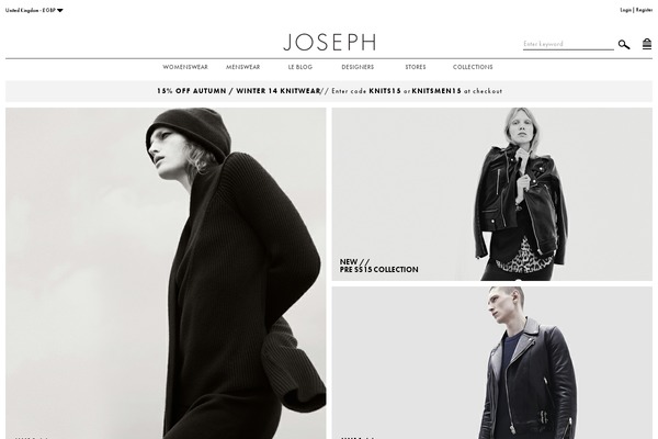 joseph.co.uk site used Joseph