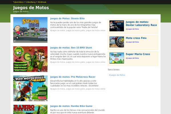 juegosdemotos.pe site used Estandardevideos