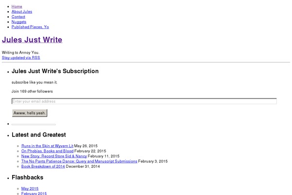 julesjustwrite.com site used Wudson