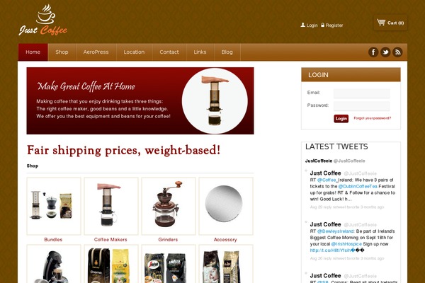 justcoffee.ie site used Mercor_woo_1.6