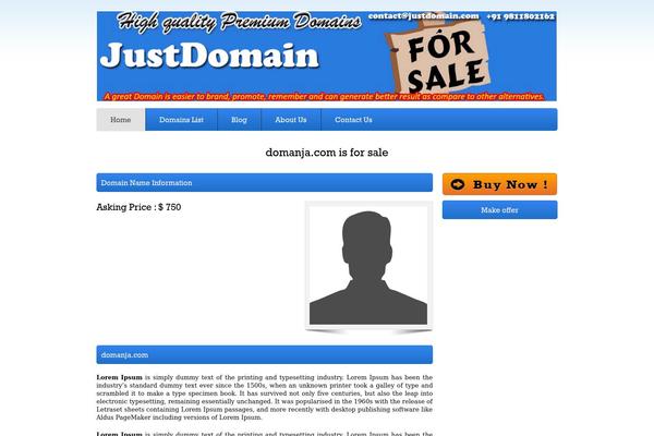 justdomain.com site used Domanja