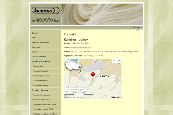 kamiros.cz site used Zima